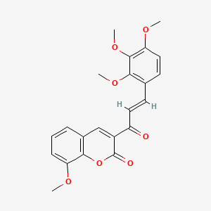 molecular formula C22H20O7 B2753551 8-methoxy-3-[(2E)-3-(2,3,4-trimethoxyphenyl)prop-2-enoyl]-2H-chromen-2-one CAS No. 690213-98-0