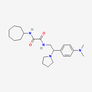 molecular formula C23H36N4O2 B2753555 N1-cycloheptyl-N2-(2-(4-(dimethylamino)phenyl)-2-(pyrrolidin-1-yl)ethyl)oxalamide CAS No. 941975-92-4