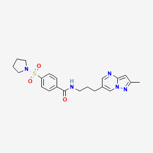 N-(3-(2-methylpyrazolo[1,5-a]pyrimidin-6-yl)propyl)-4-(pyrrolidin-1-ylsulfonyl)benzamide