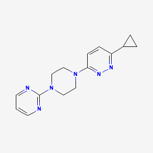 molecular formula C15H18N6 B2753571 3-Cyclopropyl-6-(4-(pyrimidin-2-yl)piperazin-1-yl)pyridazine CAS No. 2034494-66-9