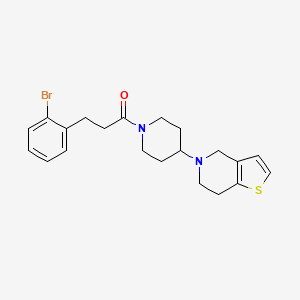 molecular formula C21H25BrN2OS B2753580 3-(2-溴苯基)-1-(4-(6,7-二氢噻吩[3,2-c]吡啶-5(4H)-基)哌啶-1-基)丙酮 CAS No. 1903135-69-2