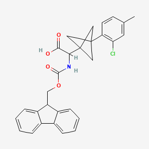 molecular formula C29H26ClNO4 B2753583 2-[3-(2-Chloro-4-methylphenyl)-1-bicyclo[1.1.1]pentanyl]-2-(9H-fluoren-9-ylmethoxycarbonylamino)acetic acid CAS No. 2287259-71-4