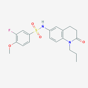 molecular formula C19H21FN2O4S B2753588 3-氟-4-甲氧基-N-(2-氧代-1-丙基-1,2,3,4-四氢喹唑啉-6-基)苯磺酰胺 CAS No. 946270-17-3