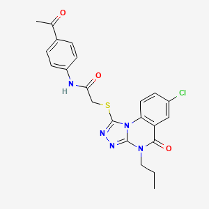 molecular formula C22H20ClN5O3S B2753589 N-(4-acetylphenyl)-2-((7-chloro-5-oxo-4-propyl-4,5-dihydro-[1,2,4]triazolo[4,3-a]quinazolin-1-yl)thio)acetamide CAS No. 1114600-87-1