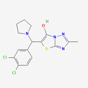 molecular formula C16H16Cl2N4OS B2753601 5-((3,4-Dichlorophenyl)(pyrrolidin-1-yl)methyl)-2-methylthiazolo[3,2-b][1,2,4]triazol-6-ol CAS No. 869342-71-2