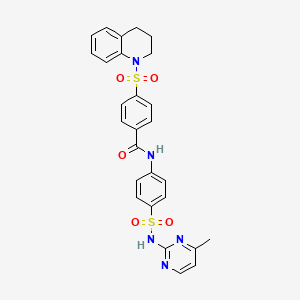 4-(3,4-dihydro-2H-quinolin-1-ylsulfonyl)-N-[4-[(4-methylpyrimidin-2-yl)sulfamoyl]phenyl]benzamide