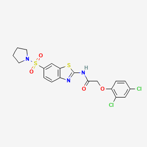 molecular formula C19H17Cl2N3O4S2 B2753606 2-(2,4-dichlorophenoxy)-N-(6-(pyrrolidin-1-ylsulfonyl)benzo[d]thiazol-2-yl)acetamide CAS No. 692746-04-6