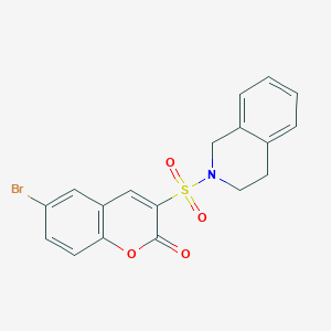 molecular formula C18H14BrNO4S B2753612 6-bromo-3-(3,4-dihydroisoquinolin-2(1H)-ylsulfonyl)-2H-chromen-2-one CAS No. 950281-26-2