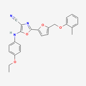 molecular formula C24H21N3O4 B2753618 5-((4-Ethoxyphenyl)amino)-2-(5-((o-tolyloxy)methyl)furan-2-yl)oxazole-4-carbonitrile CAS No. 941904-09-2