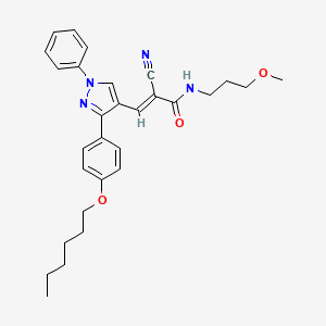 molecular formula C29H34N4O3 B2753621 (E)-2-cyano-3-[3-(4-hexoxyphenyl)-1-phenylpyrazol-4-yl]-N-(3-methoxypropyl)prop-2-enamide CAS No. 882220-52-2