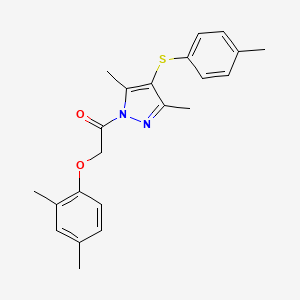 molecular formula C22H24N2O2S B2753625 1-[3,5-Dimethyl-4-(4-methylphenyl)sulfanylpyrazol-1-yl]-2-(2,4-dimethylphenoxy)ethanone CAS No. 1001785-78-9