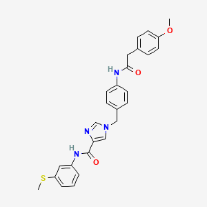 molecular formula C27H26N4O3S B2753628 1-(4-(2-(4-甲氧基苯基)乙酰氨基)苯甲基)-N-(3-(甲硫基)苯基)-1H-咪唑-4-甲酸酰胺 CAS No. 1251613-93-0
