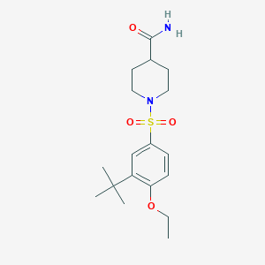molecular formula C18H28N2O4S B275363 1-[(3-Tert-butyl-4-ethoxyphenyl)sulfonyl]-4-piperidinecarboxamide 