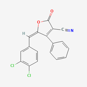 (5E)-5-[(3,4-dichlorophenyl)methylidene]-2-oxo-4-phenyl-2,5-dihydrofuran-3-carbonitrile