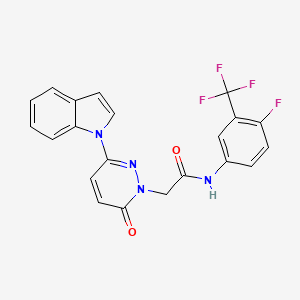 molecular formula C21H14F4N4O2 B2753648 2-(3-(1H-indol-1-yl)-6-oxopyridazin-1(6H)-yl)-N-(4-fluoro-3-(trifluoromethyl)phenyl)acetamide CAS No. 1797212-24-8