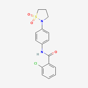 molecular formula C16H15ClN2O3S B2753662 2-chloro-N-(4-(1,1-dioxidoisothiazolidin-2-yl)phenyl)benzamide CAS No. 941931-78-8