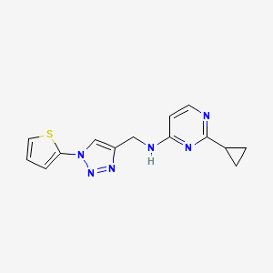 2-Cyclopropyl-N-[(1-thiophen-2-yltriazol-4-yl)methyl]pyrimidin-4-amine
