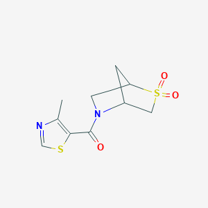 molecular formula C10H12N2O3S2 B2753674 (2,2-二氧代-2-硫代-5-氮杂双环[2.2.1]庚烷-5-基)(4-甲基噻唑-5-基)甲酮 CAS No. 2034210-28-9