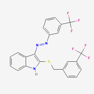 molecular formula C23H15F6N3S B2753678 2-{[3-(trifluoromethyl)benzyl]sulfanyl}-3H-indol-3-one N-[3-(trifluoromethyl)phenyl]hydrazone CAS No. 478044-00-7