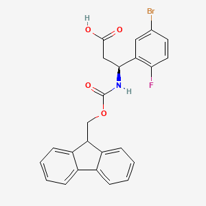 molecular formula C24H19BrFNO4 B2753686 (3S)-3-(5-Bromo-2-fluorophenyl)-3-(9H-fluoren-9-ylmethoxycarbonylamino)propanoic acid CAS No. 1366380-37-1
