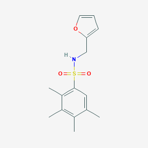 molecular formula C15H19NO3S B275369 N-(2-furylmethyl)-2,3,4,5-tetramethylbenzenesulfonamide 