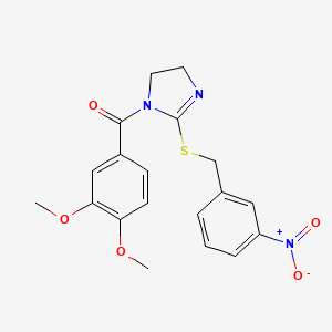 molecular formula C19H19N3O5S B2753721 (3,4-二甲氧基苯基)-[2-[(3-硝基苯基)甲基硫代]-4,5-二氢咪唑-1-基]甲酮 CAS No. 851808-59-8