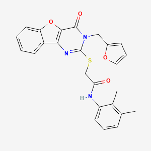 molecular formula C25H21N3O4S B2753725 N-(2,3-二甲基苯基)-2-{[3-(2-呋喃甲基)-4-氧代-3,4-二氢[1]苯并呋單嘧啶-2-基)硫基]乙酰胺 CAS No. 902904-29-4