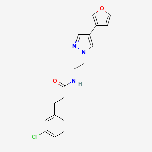 molecular formula C18H18ClN3O2 B2753735 3-(3-chlorophenyl)-N-(2-(4-(furan-3-yl)-1H-pyrazol-1-yl)ethyl)propanamide CAS No. 2034291-59-1