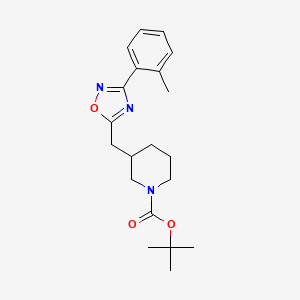 molecular formula C20H27N3O3 B2753737 Tert-butyl 3-((3-(o-tolyl)-1,2,4-oxadiazol-5-yl)methyl)piperidine-1-carboxylate CAS No. 1704648-33-8