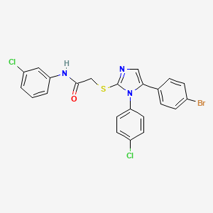 molecular formula C23H16BrCl2N3OS B2753738 2-((5-(4-溴苯基)-1-(4-氯苯基)-1H-咪唑-2-基)硫)-N-(3-氯苯基)乙酰胺 CAS No. 1226436-07-2