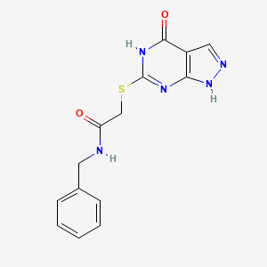 molecular formula C14H13N5O2S B2753739 N-苄基-2-((4-氧代-4,5-二氢-1H-吡唑并[3,4-d]嘧啶-6-基)硫)乙酰胺 CAS No. 877630-16-5