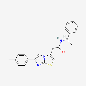 molecular formula C22H21N3OS B2753740 N-(1-phenylethyl)-2-(6-(p-tolyl)imidazo[2,1-b]thiazol-3-yl)acetamide CAS No. 897463-43-3