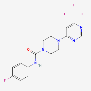 molecular formula C16H15F4N5O B2753745 N-(4-fluorophenyl)-4-(6-(trifluoromethyl)pyrimidin-4-yl)piperazine-1-carboxamide CAS No. 2034411-51-1