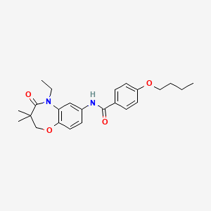 molecular formula C24H30N2O4 B2753749 4-丁氧基-N-(5-乙基-3,3-二甲基-4-氧代-2,3,4,5-四氢苯并[b][1,4]噁唑-7-基)苯甲酰胺 CAS No. 921543-53-5