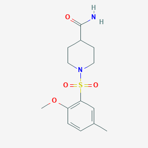 molecular formula C14H20N2O4S B275375 1-[(2-Methoxy-5-methylphenyl)sulfonyl]-4-piperidinecarboxamide 
