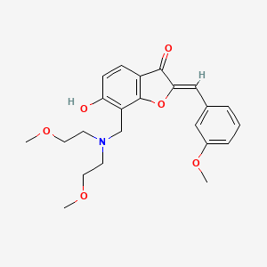 molecular formula C23H27NO6 B2753761 (Z)-7-((双(2-甲氧基乙基)氨基)甲基)-6-羟基-2-(3-甲氧基苯甲亚甲基)苯并呋喃-3(2H)-酮 CAS No. 900284-73-3
