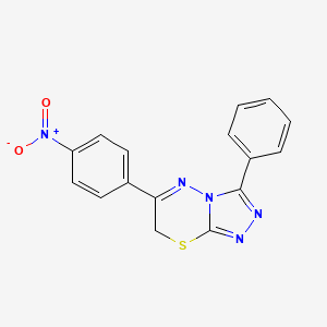 molecular formula C16H11N5O2S B2753765 6-(4-nitrophenyl)-3-phenyl-7H-[1,2,4]triazolo[3,4-b][1,3,4]thiadiazine CAS No. 68469-07-8