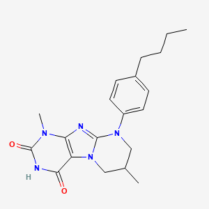 molecular formula C20H25N5O2 B2753771 9-(4-butylphenyl)-1,7-dimethyl-7,8-dihydro-6H-purino[7,8-a]pyrimidine-2,4-dione CAS No. 896299-01-7