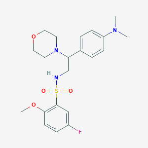 molecular formula C21H28FN3O4S B2753776 N-(2-(4-(二甲基氨基)苯基)-2-吗啉基乙基)-5-氟-2-甲氧基苯磺酰胺 CAS No. 946244-53-7