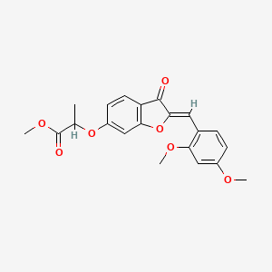 molecular formula C21H20O7 B2753777 (Z)-methyl 2-((2-(2,4-dimethoxybenzylidene)-3-oxo-2,3-dihydrobenzofuran-6-yl)oxy)propanoate CAS No. 859137-59-0