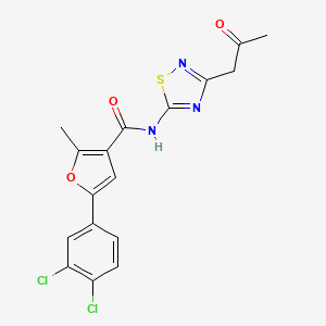 molecular formula C17H13Cl2N3O3S B2753791 5-(3,4-dichlorophenyl)-2-methyl-N-[3-(2-oxopropyl)-1,2,4-thiadiazol-5-yl]furan-3-carboxamide CAS No. 708250-88-8