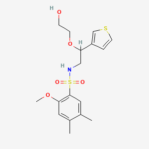 molecular formula C17H23NO5S2 B2753798 N-(2-(2-羟基乙氧基)-2-(噻吩-3-基)乙基)-2-甲氧基-4,5-二甲基苯磺酰胺 CAS No. 2034616-56-1