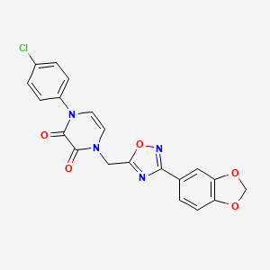 molecular formula C20H13ClN4O5 B2753799 1-((3-(benzo[d][1,3]dioxol-5-yl)-1,2,4-oxadiazol-5-yl)methyl)-4-(4-chlorophenyl)pyrazine-2,3(1H,4H)-dione CAS No. 1251631-94-3
