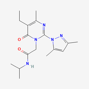 molecular formula C17H25N5O2 B2753800 2-(2-(3,5-dimethyl-1H-pyrazol-1-yl)-5-ethyl-4-methyl-6-oxopyrimidin-1(6H)-yl)-N-isopropylacetamide CAS No. 1013817-33-8