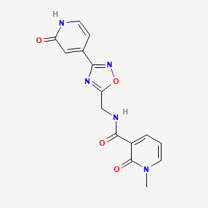 1-methyl-2-oxo-N-((3-(2-oxo-1,2-dihydropyridin-4-yl)-1,2,4-oxadiazol-5-yl)methyl)-1,2-dihydropyridine-3-carboxamide