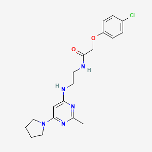 2-(4-chlorophenoxy)-N-(2-((2-methyl-6-(pyrrolidin-1-yl)pyrimidin-4-yl)amino)ethyl)acetamide