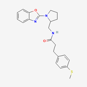 molecular formula C22H25N3O2S B2753824 N-((1-(benzo[d]oxazol-2-yl)pyrrolidin-2-yl)methyl)-3-(4-(methylthio)phenyl)propanamide CAS No. 1798540-94-9