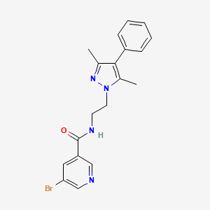 molecular formula C19H19BrN4O B2753828 5-溴-N-(2-(3,5-二甲基-4-苯基-1H-吡唑-1-基)乙基)烟酰胺 CAS No. 2034292-93-6