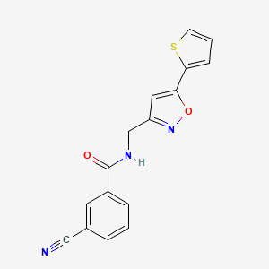 molecular formula C16H11N3O2S B2753832 3-cyano-N-((5-(thiophen-2-yl)isoxazol-3-yl)methyl)benzamide CAS No. 1209136-74-2