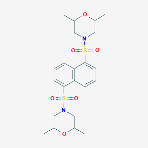 molecular formula C22H30N2O6S2 B275384 4-({5-[(2,6-Dimethyl-4-morpholinyl)sulfonyl]-1-naphthyl}sulfonyl)-2,6-dimethylmorpholine 
